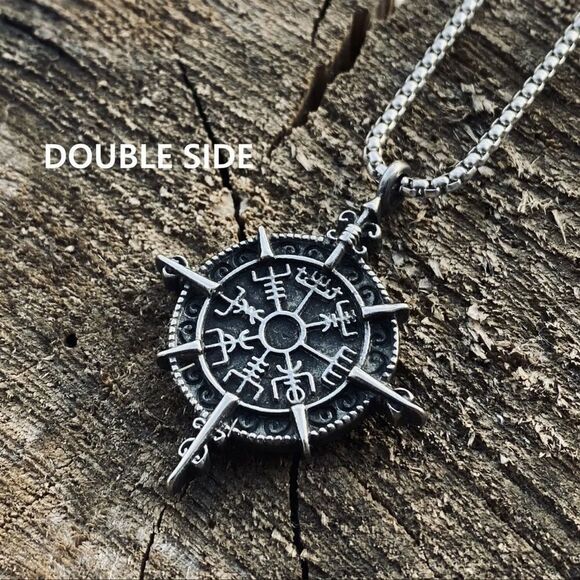 Necklace - Viking Compass Pendant Chain - Picture 2 of 3